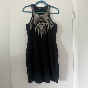 Express Black Dress with Silver Geometric Beading